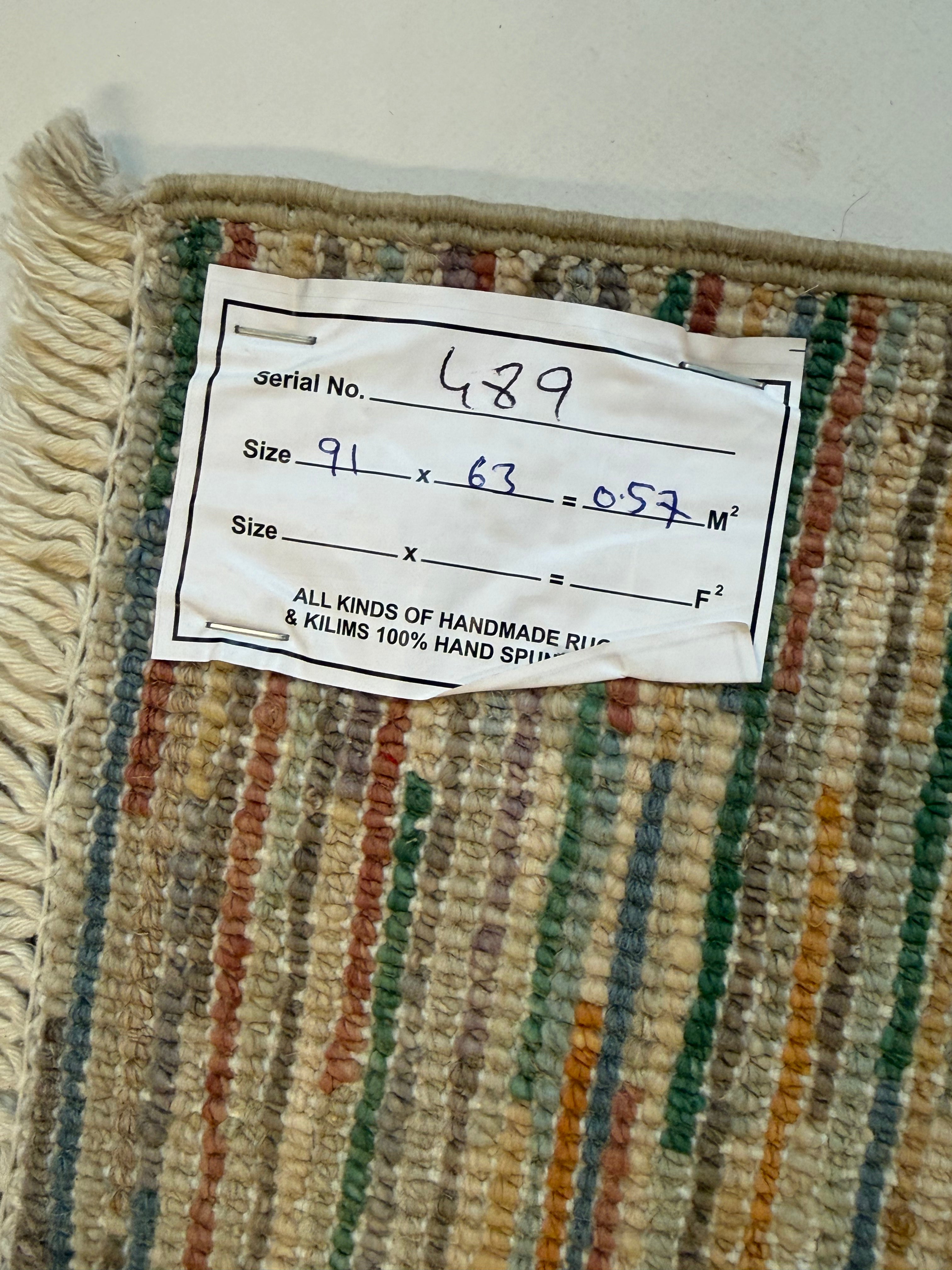 Afghaans Handgeknoopt Line Gabbeh 63 X 91 CM