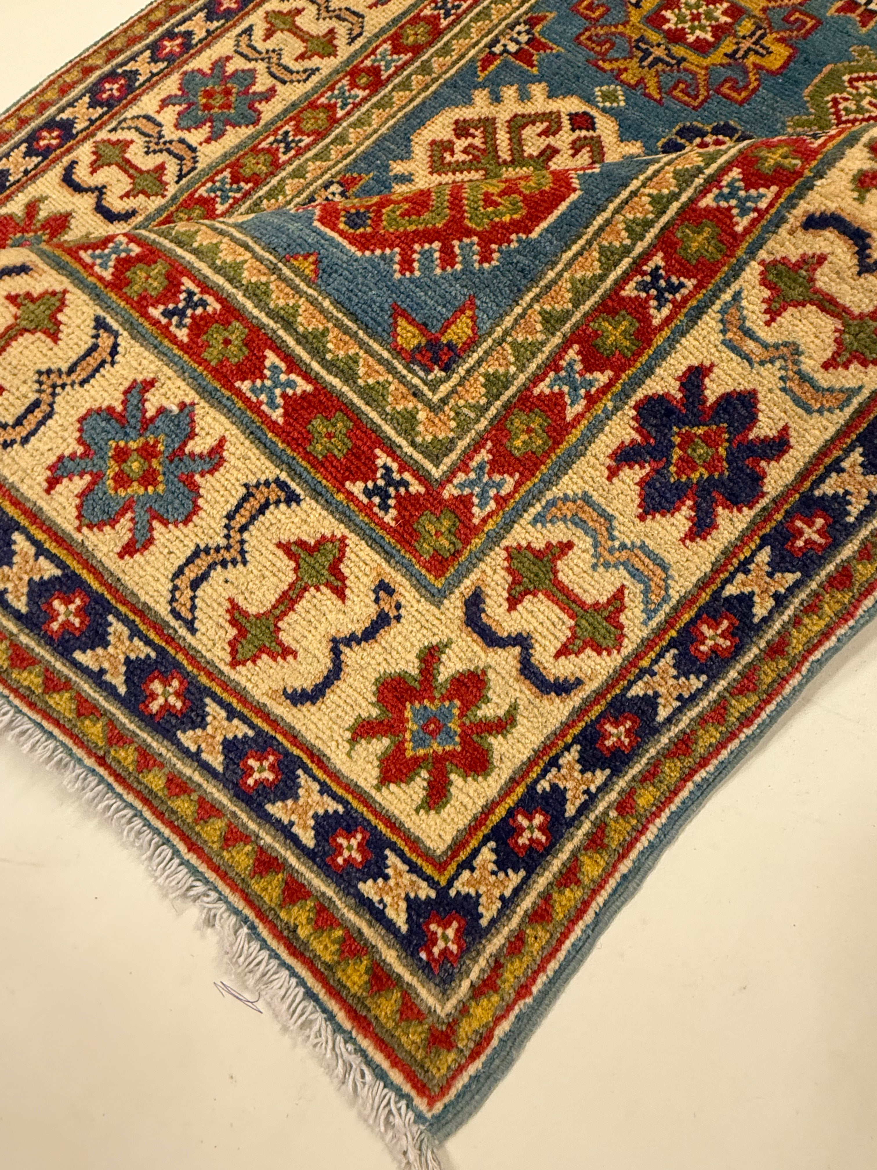 Handgeknoopt Kazak Tapijt 101 X 147 CM