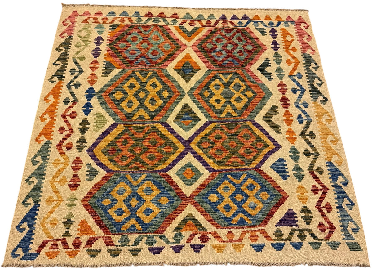Afghaanse Kelim 152 X 156 CM Handgeweven Wol