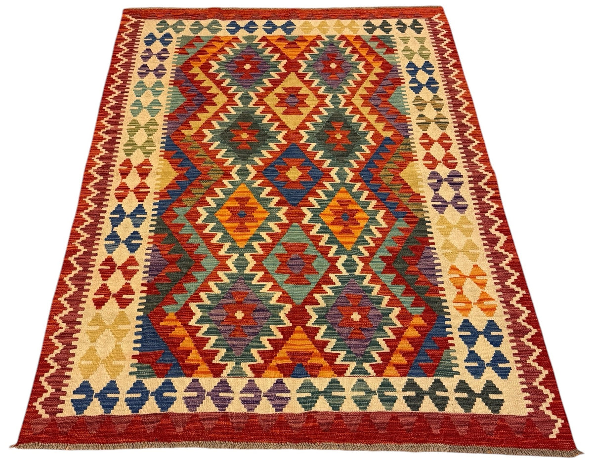 Afghaanse Kelim 146 X 195 CM Handgeweven Wol