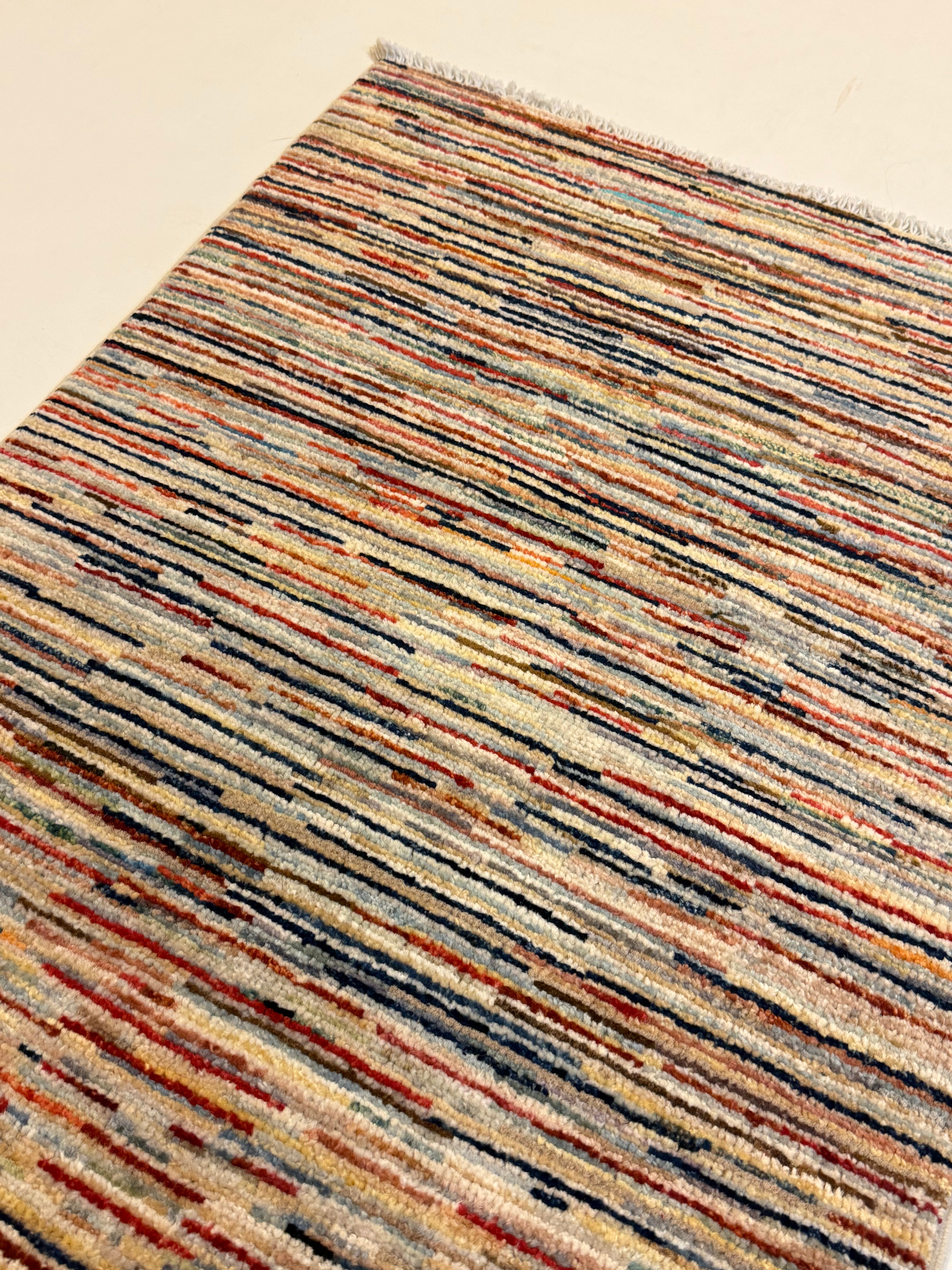 Afghaans Line Gabbeh Tapijt 63 X 96 CM Handgeknoopt