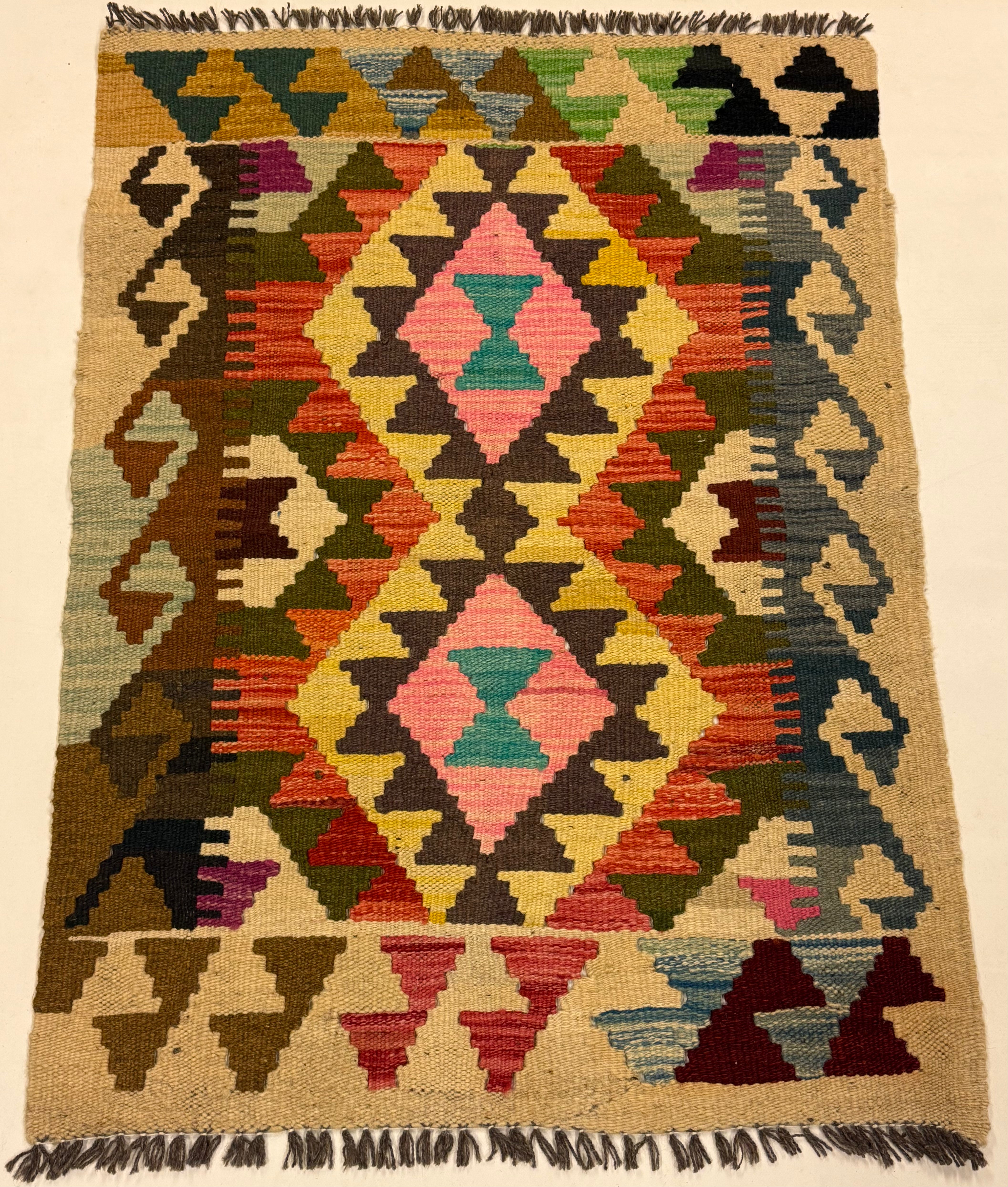 Handgeweven Afghaans Kelim Tapijt 65 X 90 CM