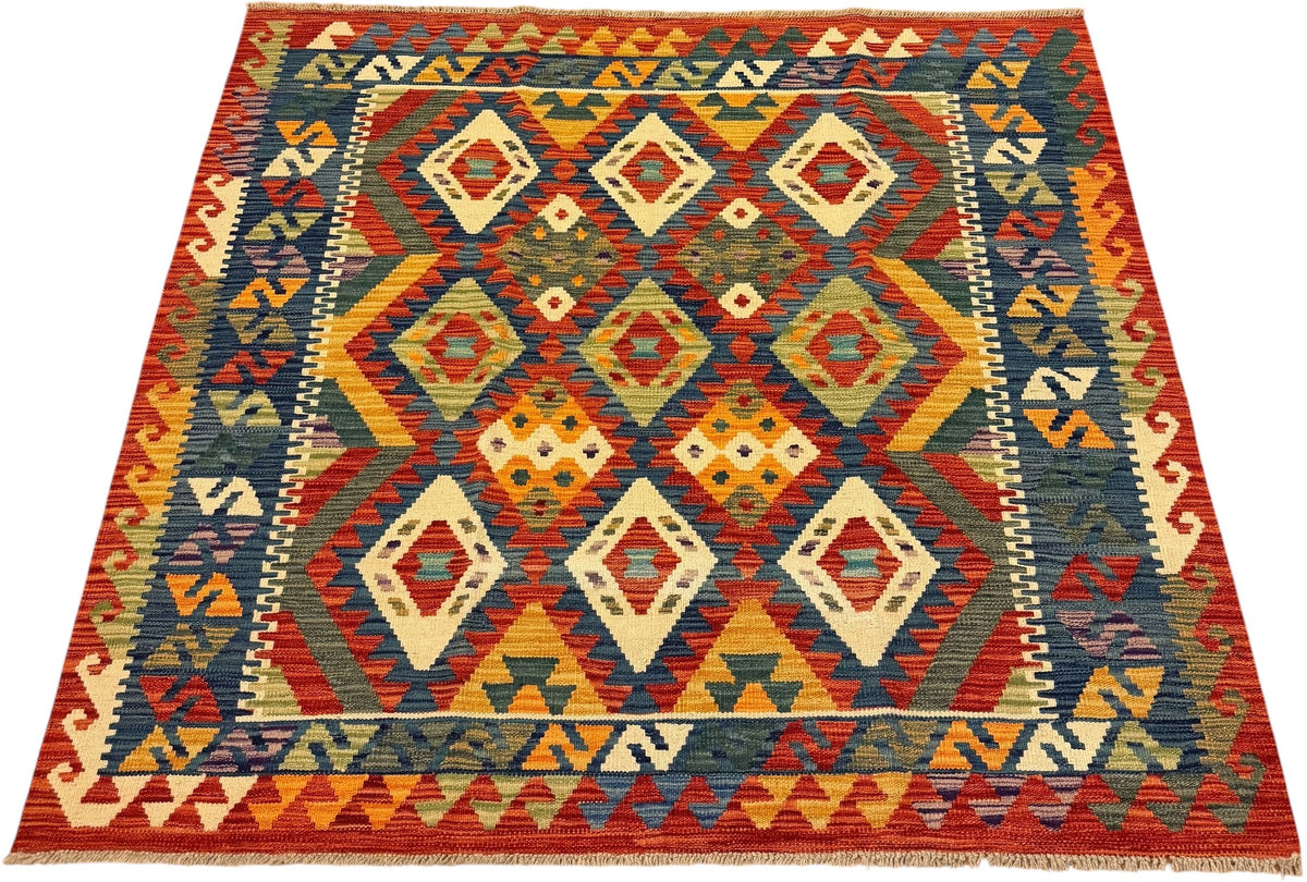 Afghaanse Kelim 145 X 156 CM Handgeweven Wol