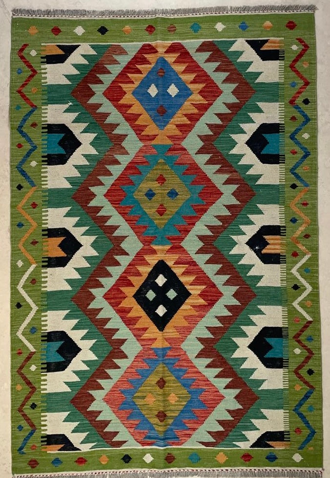 Handgeweven Afghaans Kelim Tapijt 123 X 182 CM